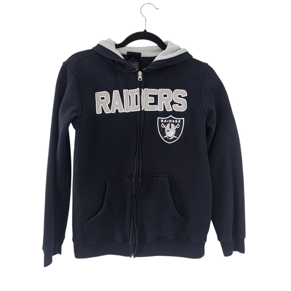 NFL Team Apparel Kids Raiders Hoodie Youth Est. Large Zip Up Sweatshirt